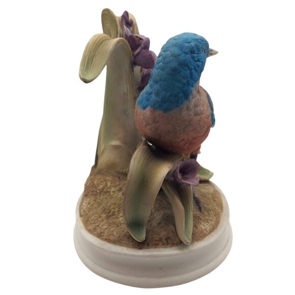 Andrea By Sadek Porcelain Bluebird Figurine Floral Avian Bird Sculpture Japan - Picture 5 of 8